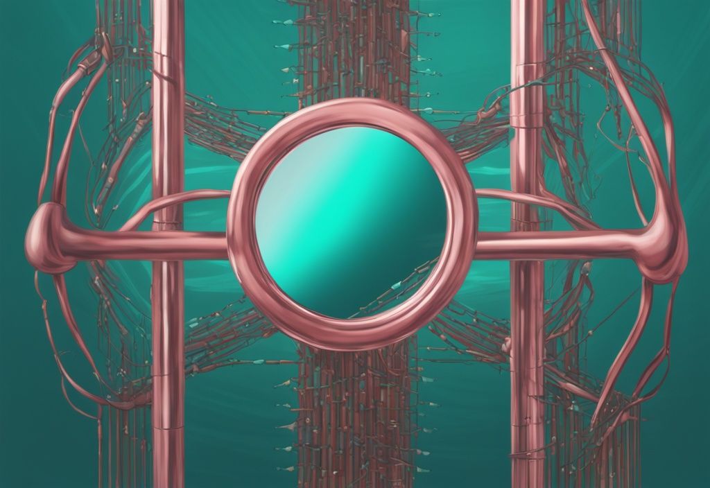 Teal modern digital painting illustrating gene structure and mirror reflection symbolizing genetics and narcissism.