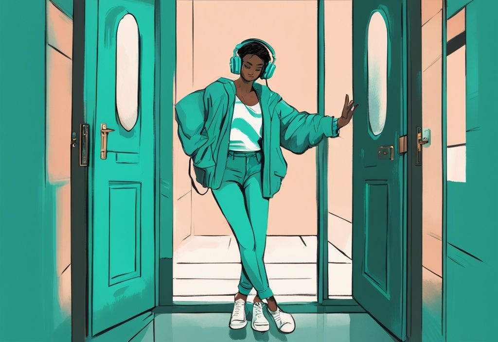 Modern digital painting of a person demonstrating ten actions to set boundaries with a narcissist, featuring teal color theme.