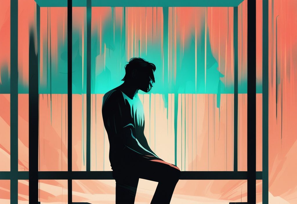 Digital painting of a silhouette person against a bright teal backdrop with harmful words representing narcissistic mental abuse.