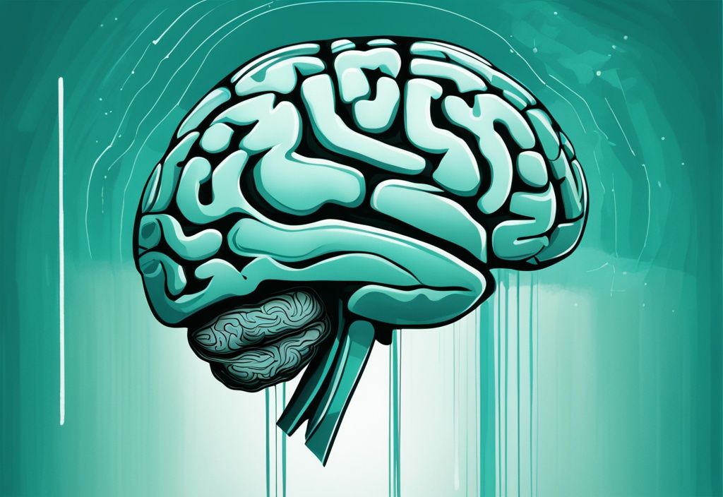 Modern digital painting of a teal-themed brain highlighting DSM-5 Narcissistic Personality Disorder criteria.