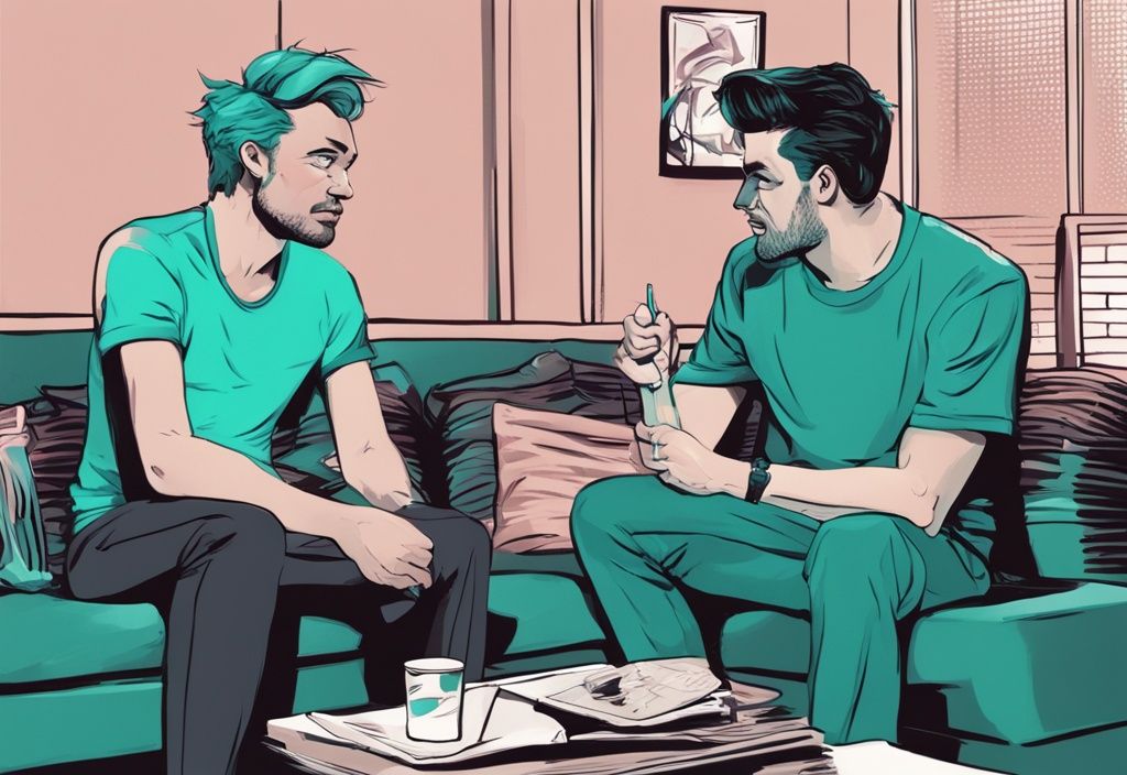 Modern digital painting with teal theme, comic-styled conversation featuring funny things to say to a narcissist, witty comebacks, and narcissistic character.