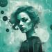 Modern digital painting of a stern-faced woman with toxic narcissistic mother quotes in ominous bubbles, teal color theme.