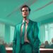 Empowered individual fearlessly facing a smug adversary in a courtroom, illustrating how to beat a narcissist in court, modern digital painting with teal color theme.