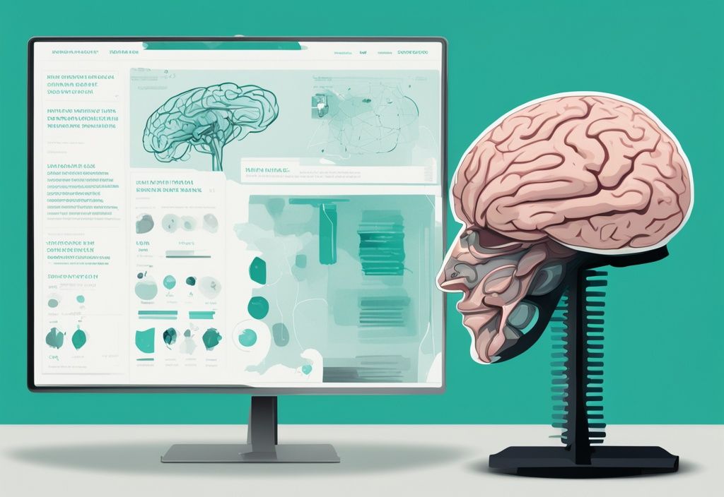 Modern digital painting of a brain with infographic-style labels illustrating interesting facts about narcissistic personality disorder in teal color theme.