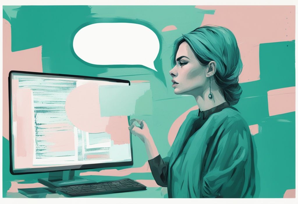 Digital painting of person with smug expression holding speech bubble with ambiguous phrases, representing covert narcissist language, teal color theme.